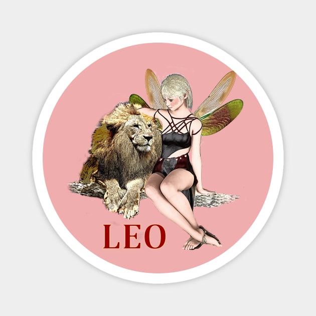 Leo zodiac t-shirt for women with fairy art Magnet by Fantasyart123